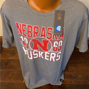 Nebraska Huskers Tee Shirt Image One Large New With Tags Grey Red White College